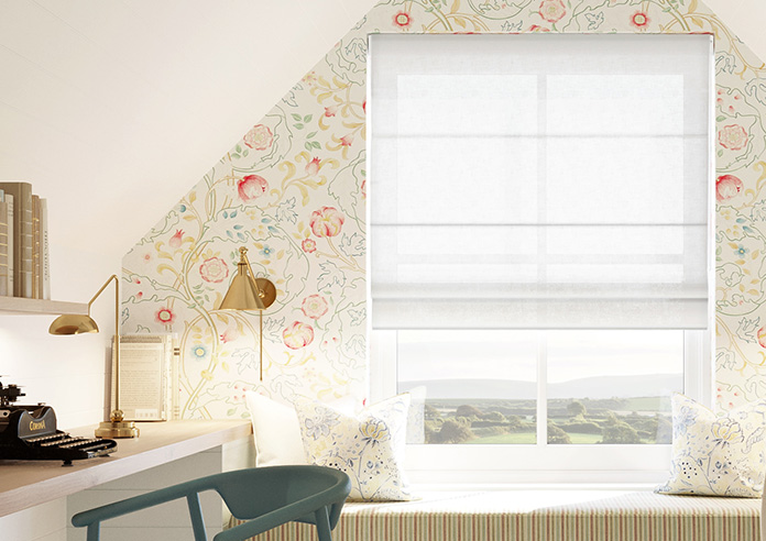 Kalahari Voile, Pure White - Motorised Roman Blind - Image 3